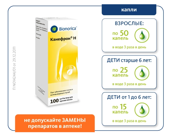 Дозировки для капель Канефрон<sup>®</sup> Н